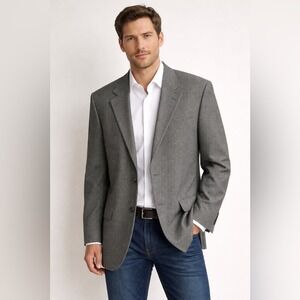Pierre Cardin Mens Gray Textured Blazer Sport Coat Tailored USA Made